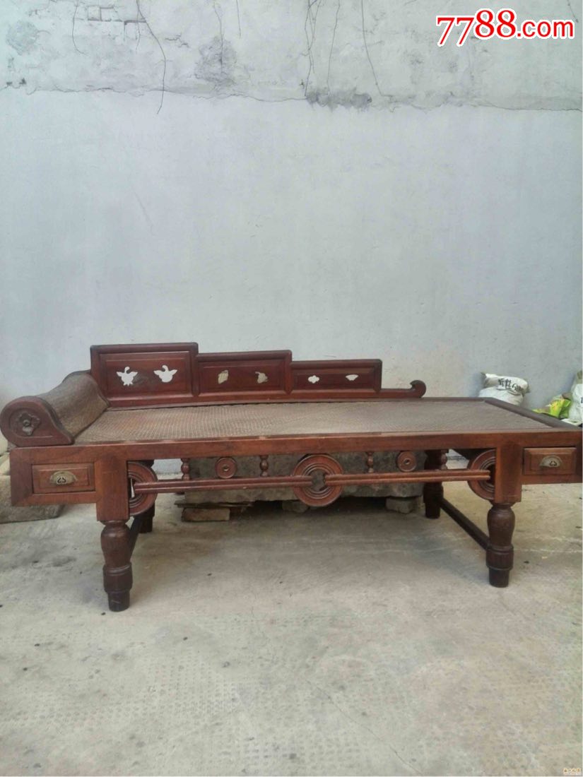 晚清民国榉木藤面大拱璧美人靠美人榻_木床/木榻_寻古日记【7788收藏