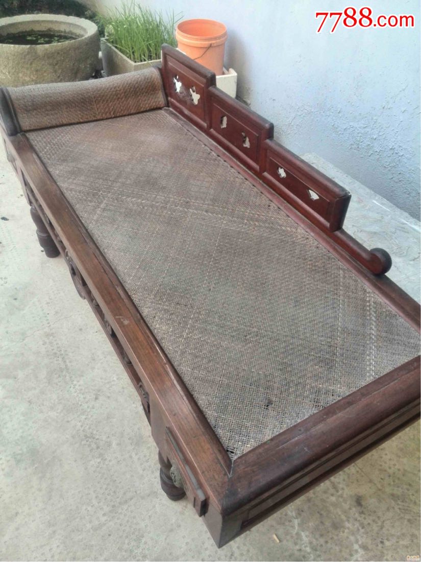 晚清民国榉木藤面大拱璧美人靠美人榻_木床/木榻_寻古日记【7788木艺
