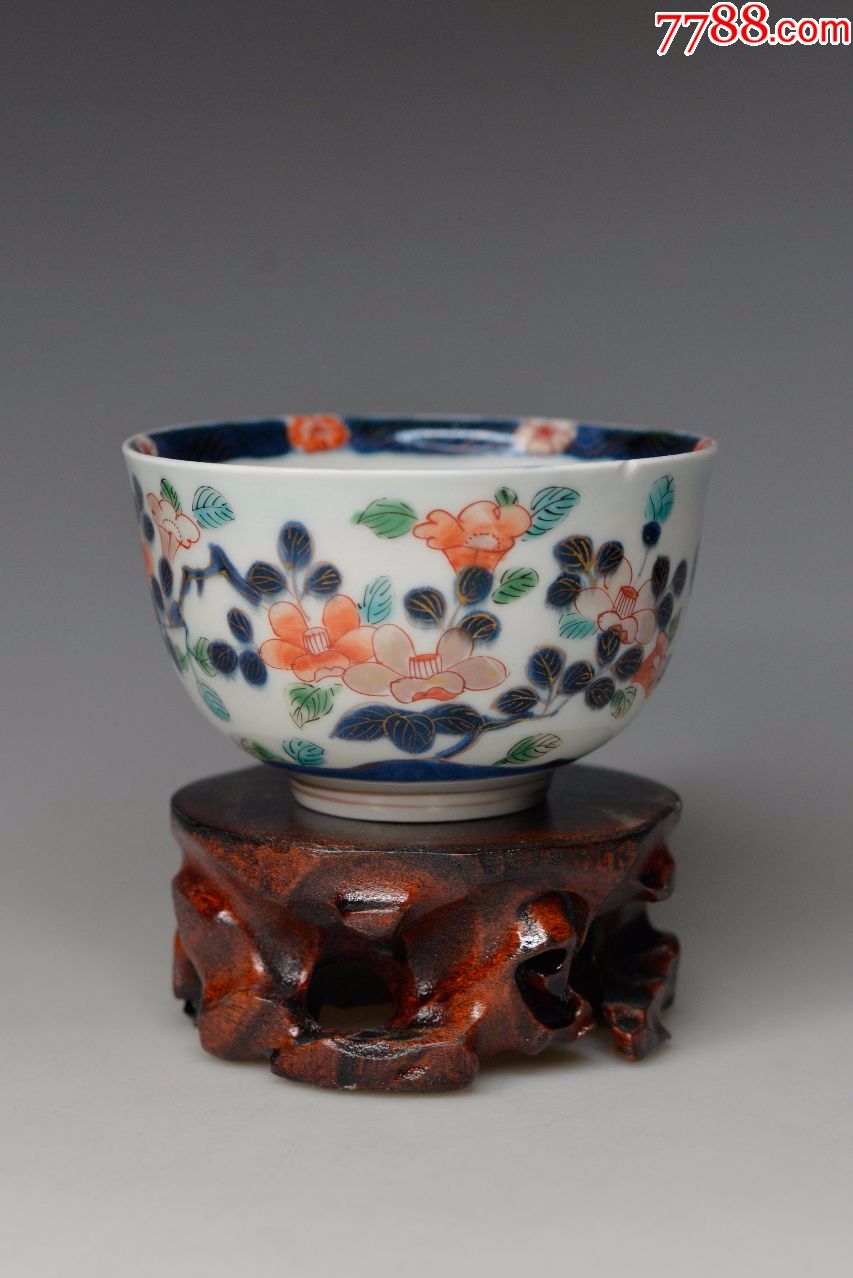 日本伊万里瓷青花五彩斗彩花卉纹盘子碟杯子碗江户有田烧茶具