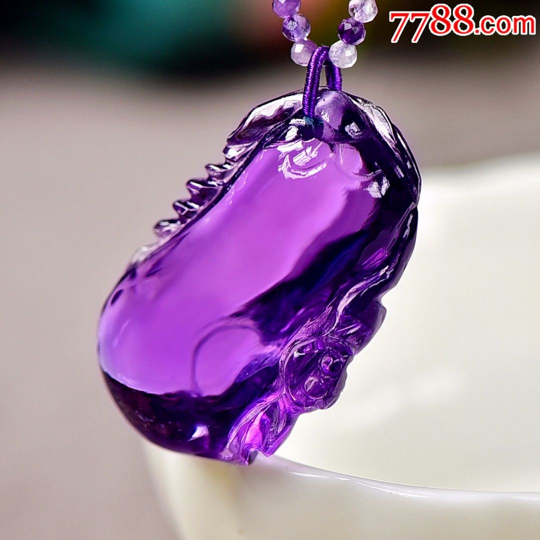 特价巴西老矿料紫水晶福瓜吊坠,雕工精美造型饱满圆润_价格799元_第1