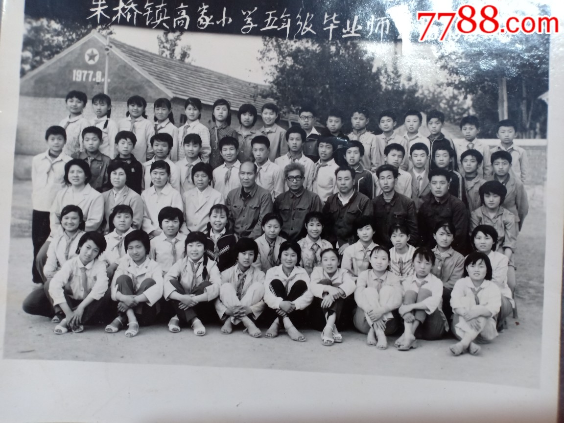 (夹7)87年掖县朱桥镇高家小学五年级毕业照留念照片,集体照,15.1*12.