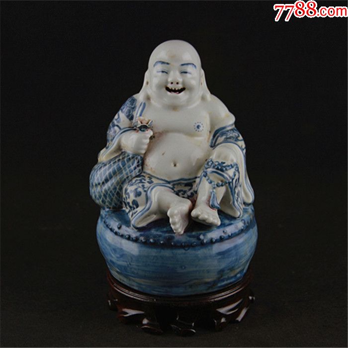 中国美術 青花坐鼓布袋羅漢仏像 陶磁器 装飾品 工芸品 置物 搬家东西太多无处存放处理-=雕塑瓷青花坐鼓布袋罗汉佛像_旧瓷器_壮壮