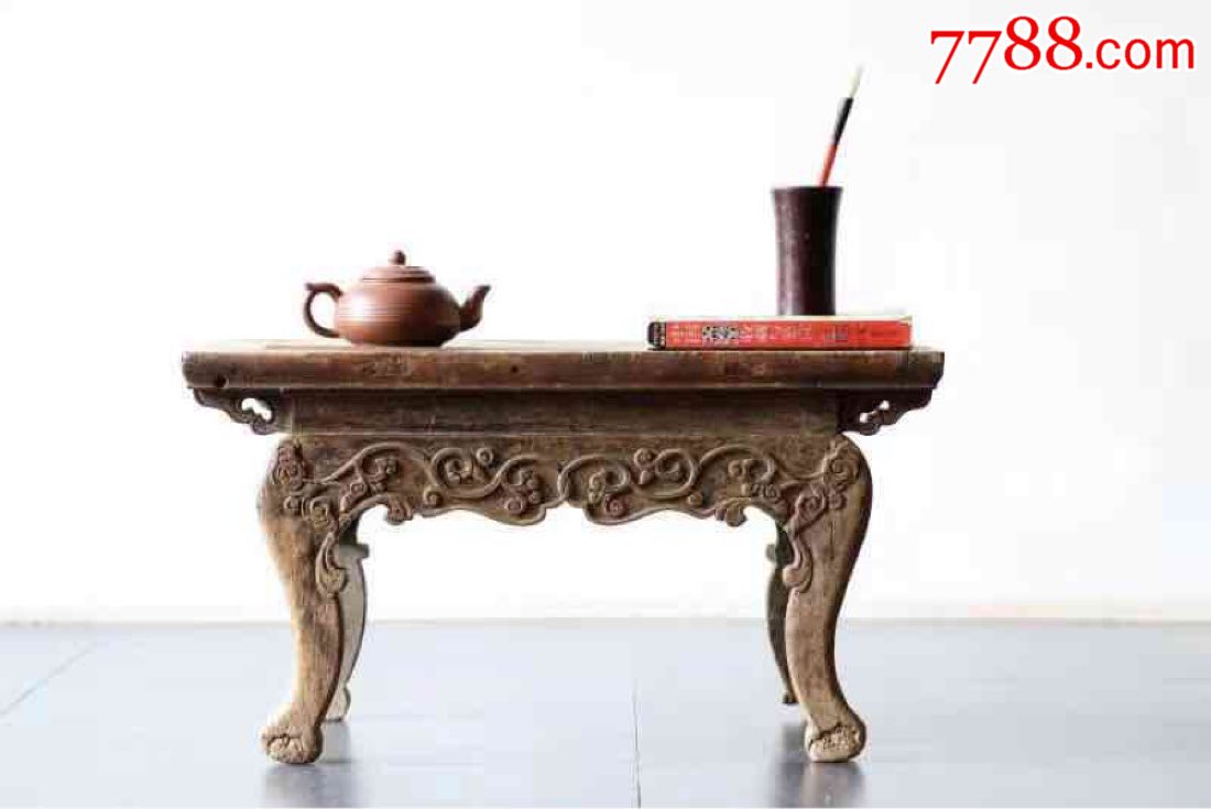 【明代●原生态高估弯足小供桌】古人制几榻,置之斋室,置一桌于榻上,