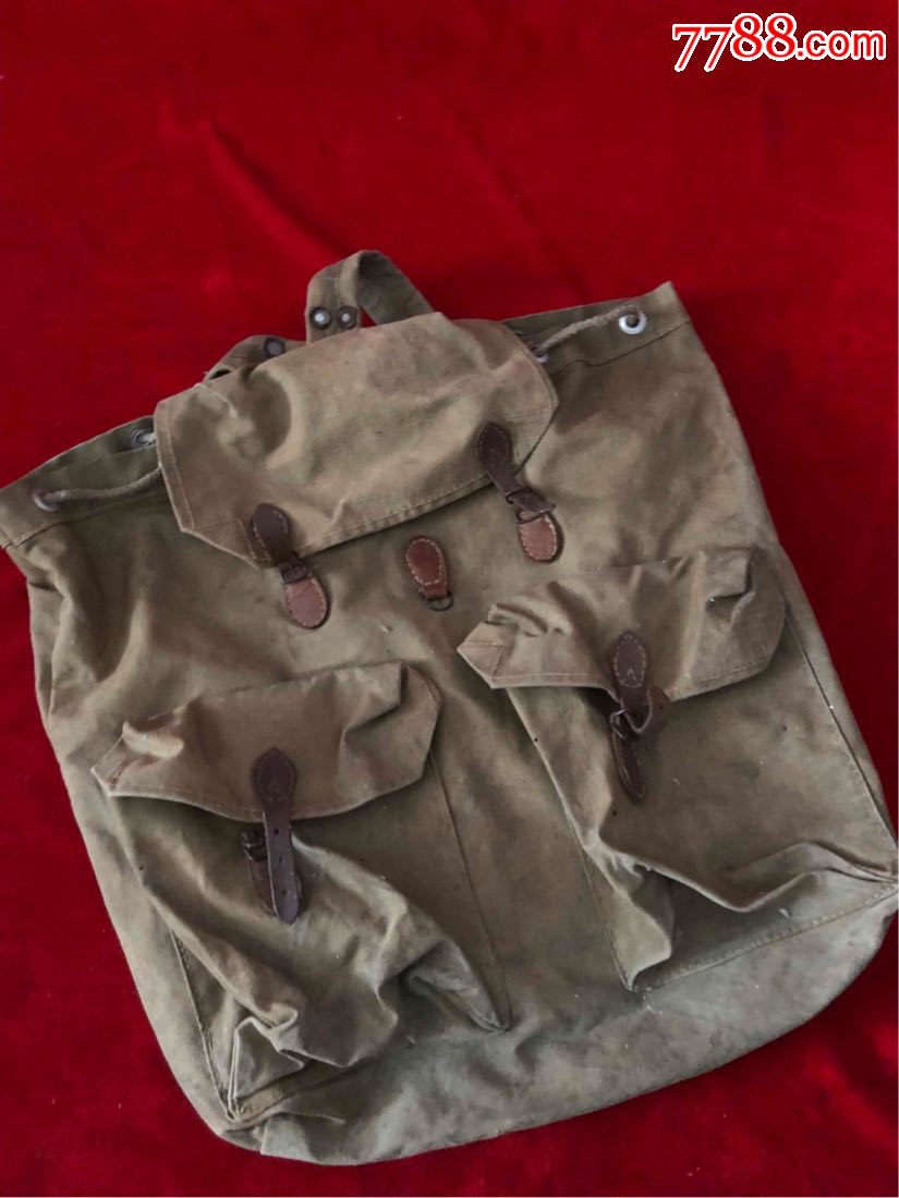 二战日军野*杂囊双肩背包…品相非常好帆布材质,皮质背带