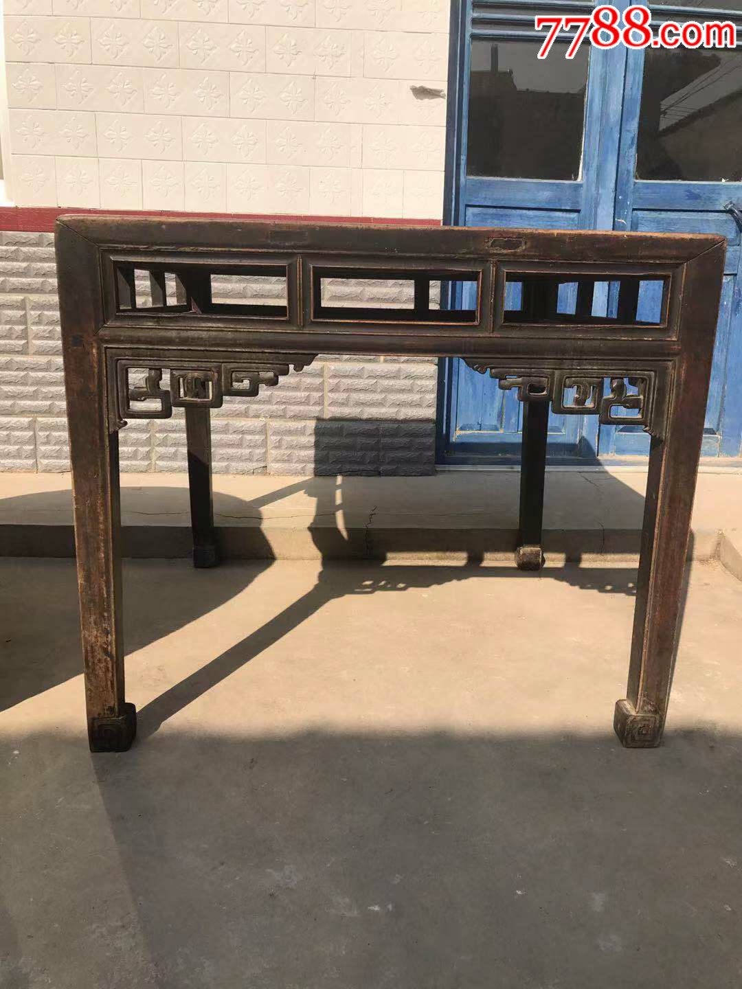 清中期核桃木八仙桌老方桌老桌子老家具民俗收藏佳品_价格3600元