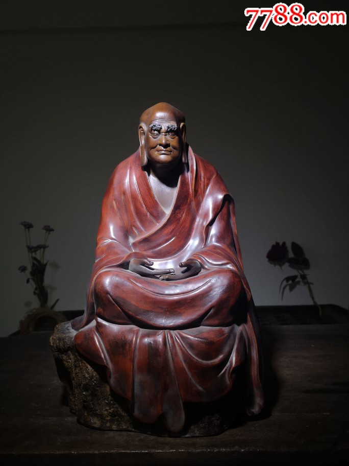 石湾窑陶瓷公仔工艺品家居装饰摆件生日礼物窑变均釉达摩罗汉老石湾