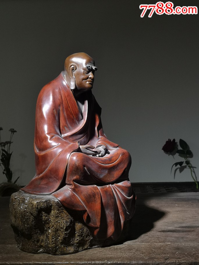 石湾窑陶瓷公仔工艺品家居装饰摆件生日礼物窑变均釉达摩罗汉老石湾