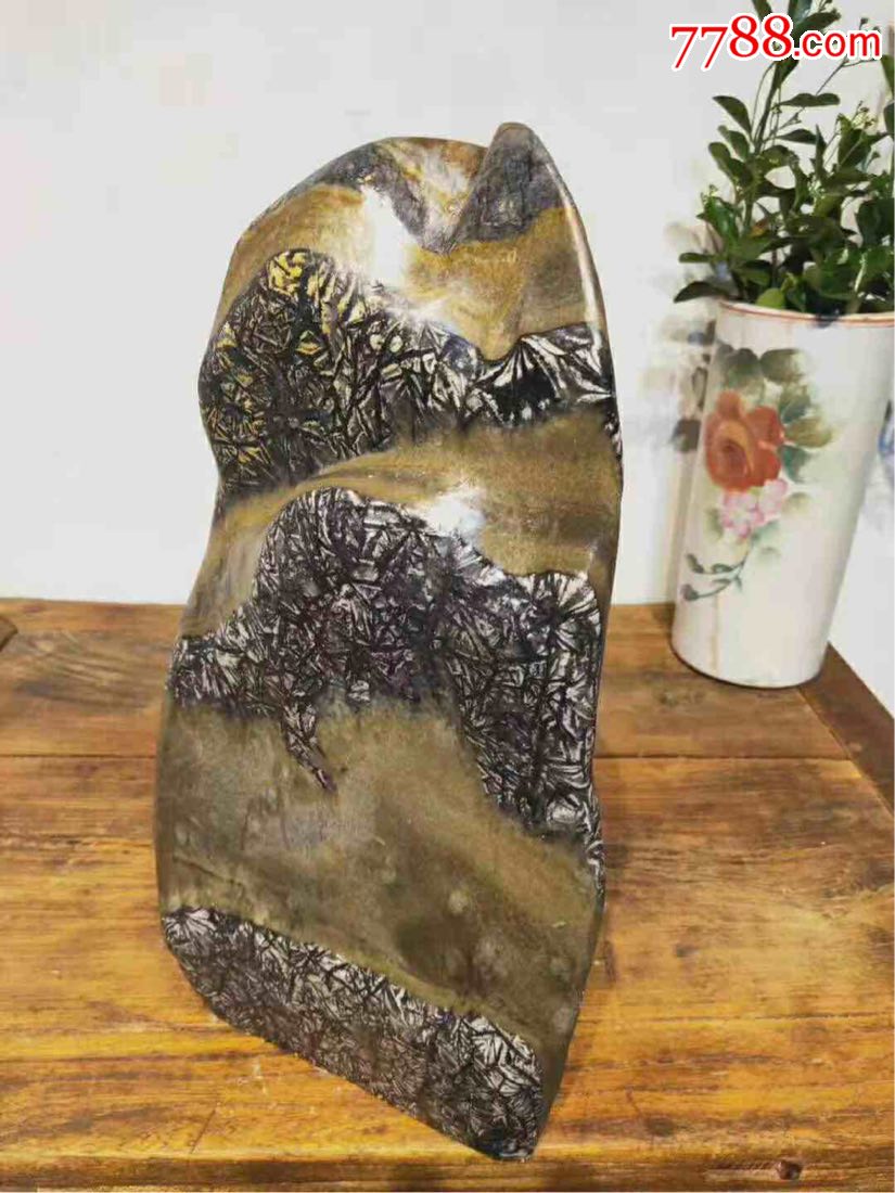 天然造型竹叶石黄金叶竹叶石,又称五花石鱼籽石