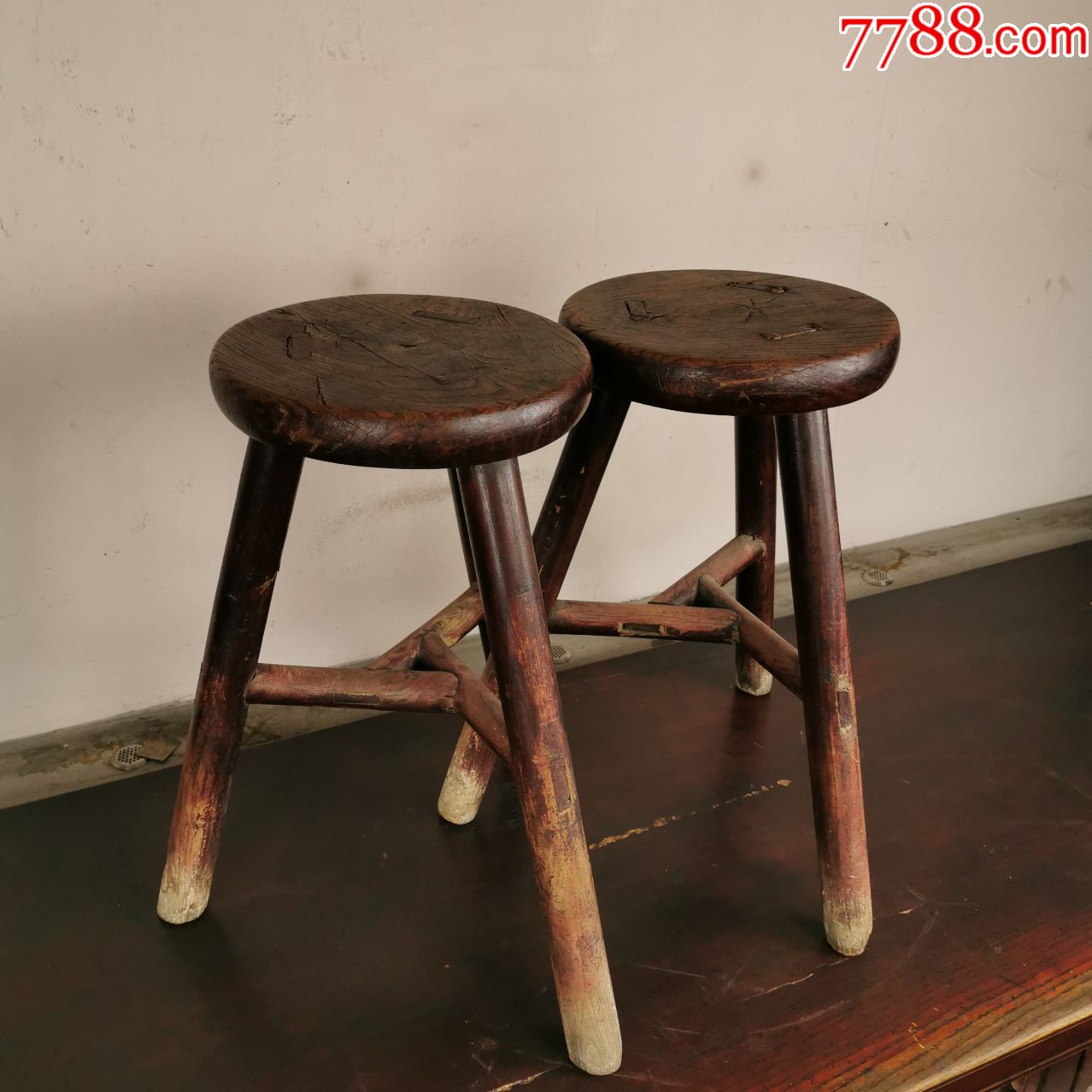 榆木小圆凳古玩家具古董木器凳子怀旧明清老家具收藏会所摆设