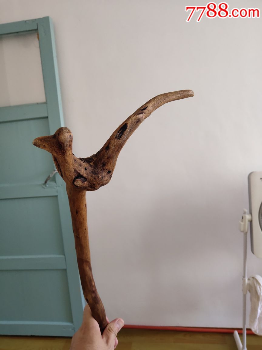 原汁原味老山根老姑眼纯天然小鸟型-木制拐杖-7788收藏