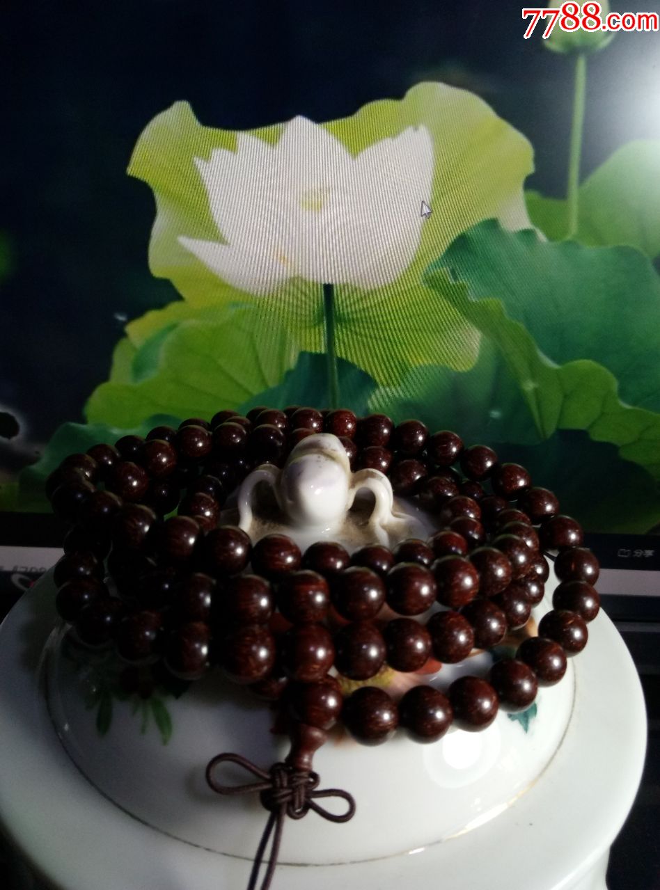 印度精品金星小叶紫檀老木料制成的佛珠.8mm108棵珠.67～佛缘