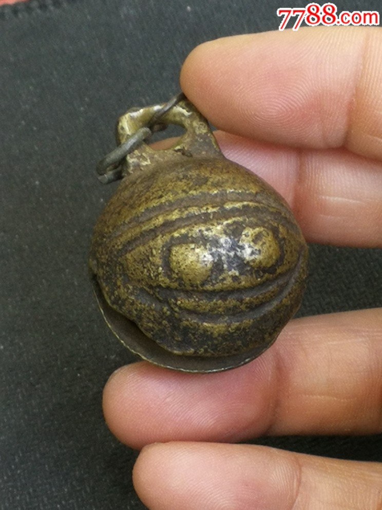 清代茶马古道铜鎏金虎头铃铛