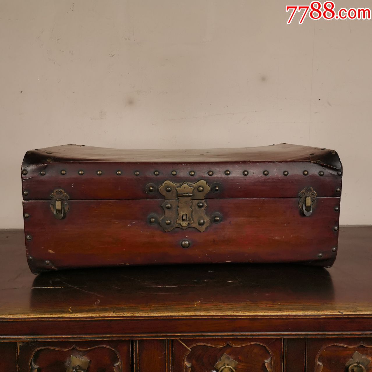 皮箱民国同和丰皮箱庄真牛皮箱保真包老物件古玩古董怀旧箱子-价格