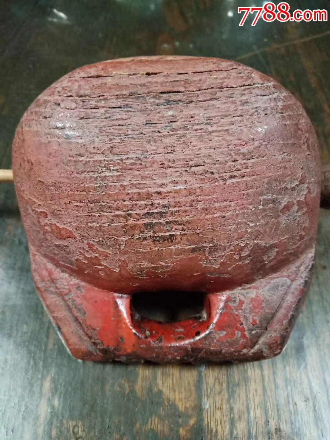 明代朱红大漆大木鱼