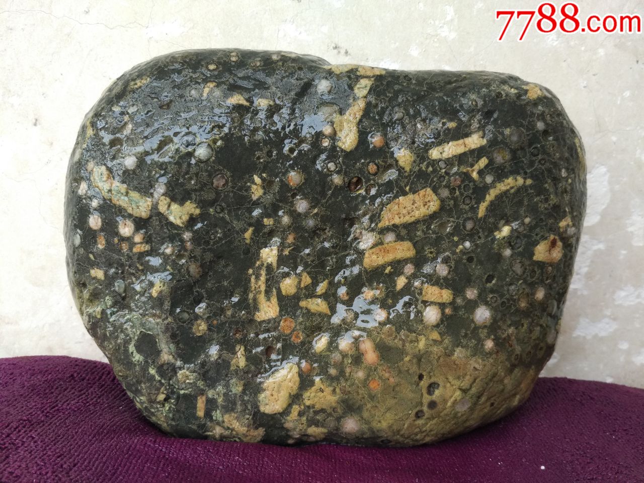 洛阳梅花玉原石965珍珠缠丝梅花玉很美的石头