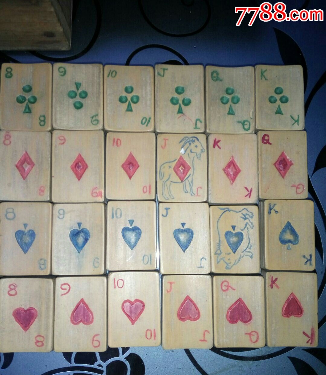 老竹制【扑克牌】54张全(带盒)