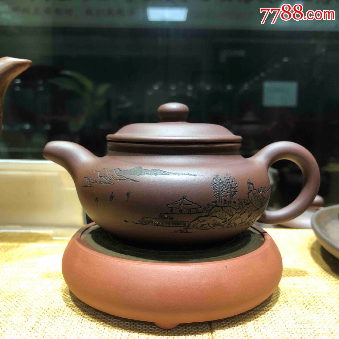 90年代初张雪君红泥刻山水紫砂壶
