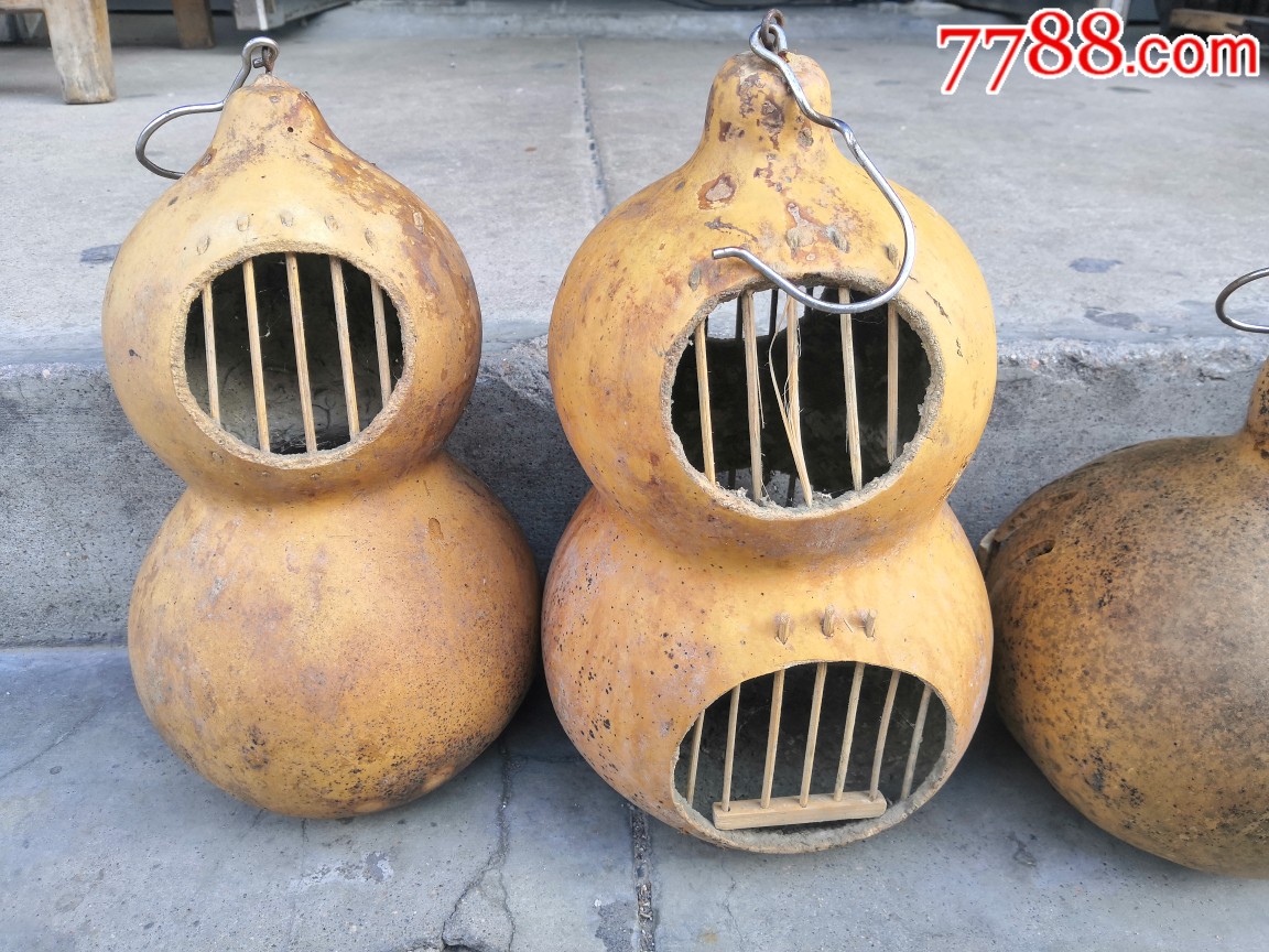 老葫芦做的鸟笼子4个
