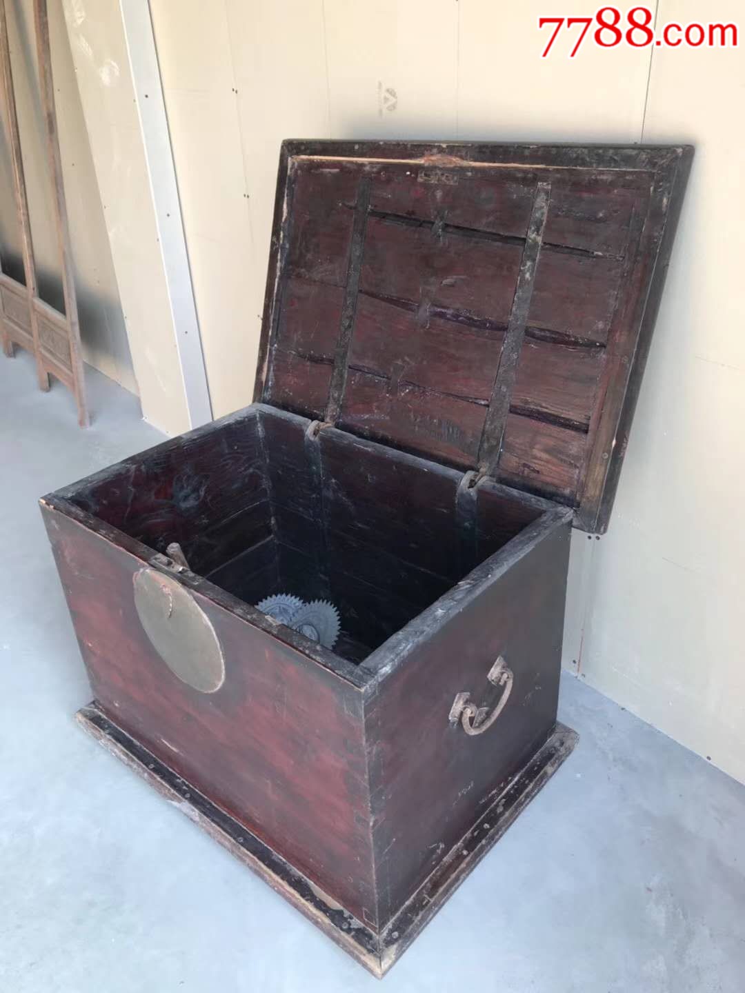 清代官用老榆木保险柜极品老皮克老包浆超大老铜件源头货无修补全品包