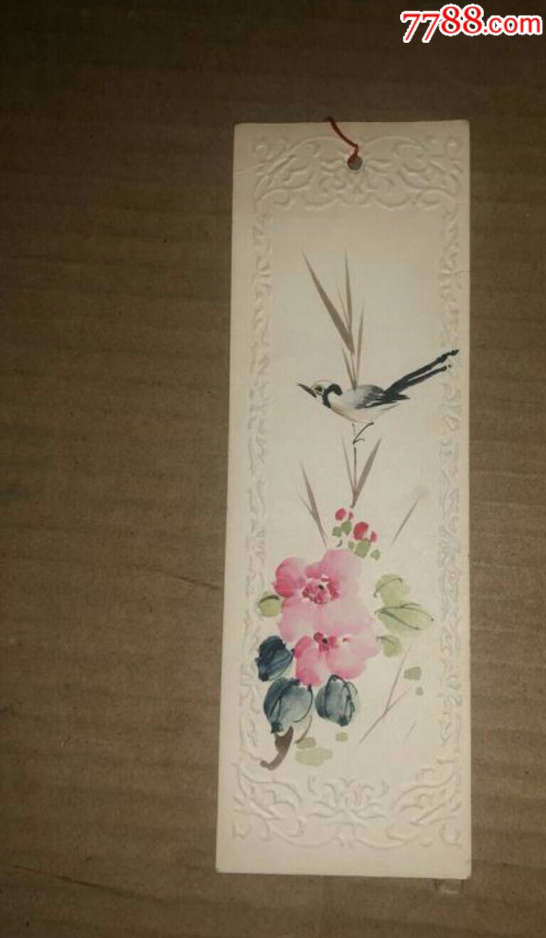 手绘花鸟画老书签1枚