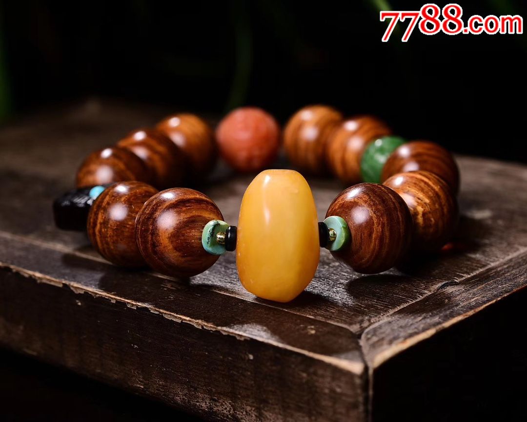海南黄花梨多宝搭配天然海南黄花梨15mm佛珠手串