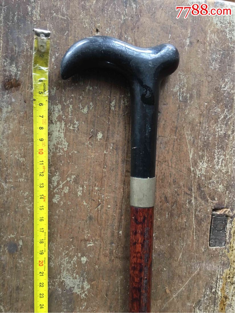 民国嵌银寿字纹老红木文明棍