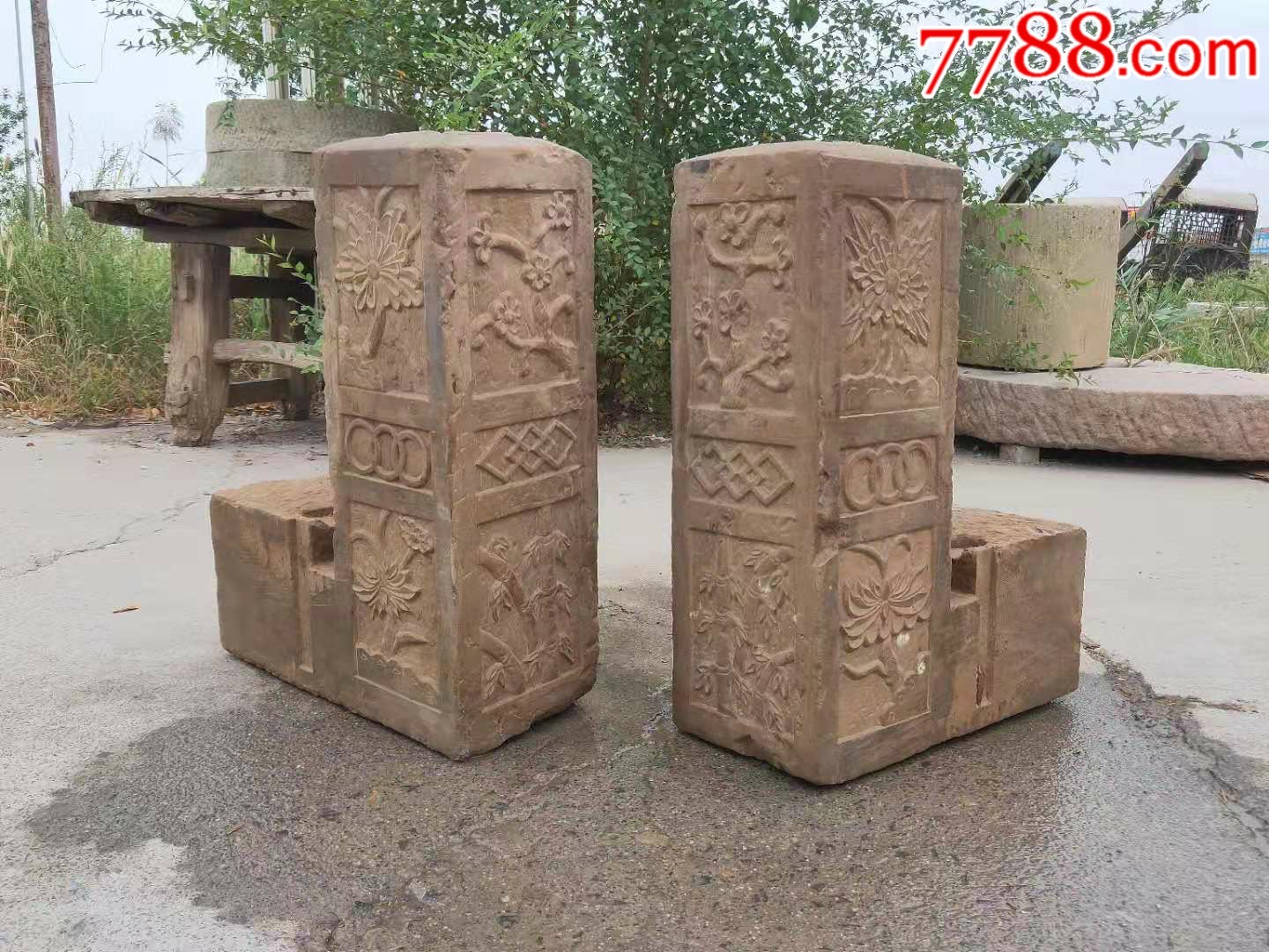 清代温石门墩一对,包浆温润,全品包老_价格3200元_第1张_7788收藏