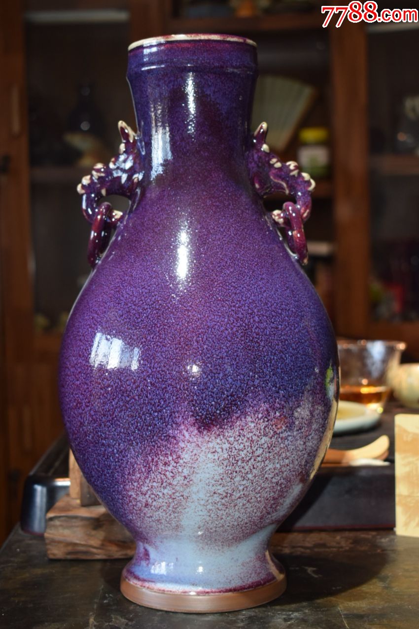 国大师杨玉中煤烧窑变釉《象耳瓶》