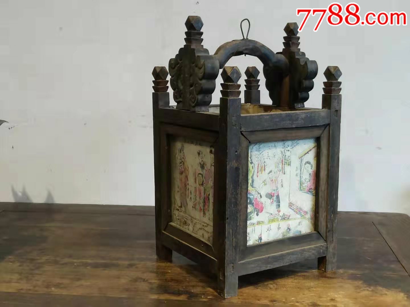 晚清带年画灯笼一个_价格1280元【广通老家具古玩】_第1张_7788商城