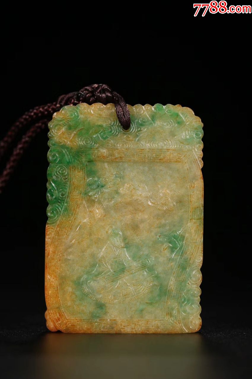 翡翠人物子冈牌
