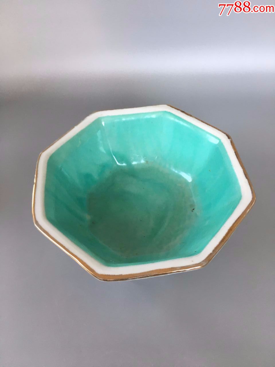 五六七仿同治粉彩山水八角碗古玩古董收藏品艺术品