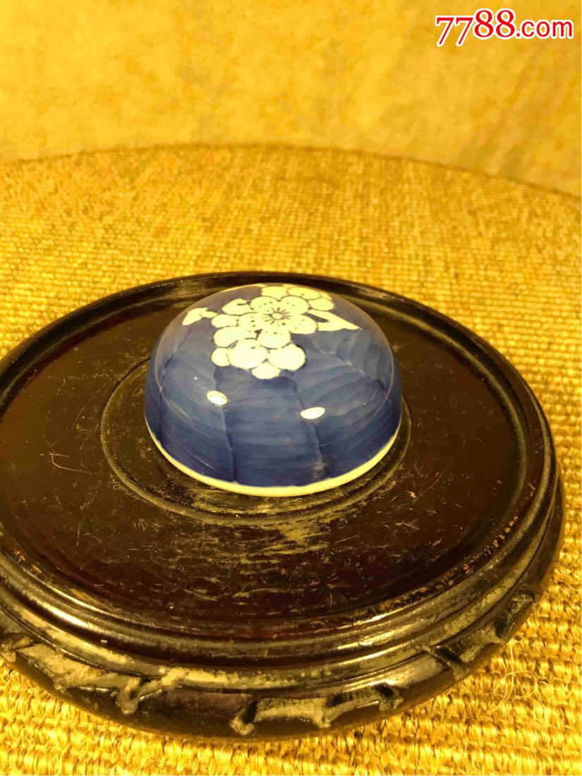 清代青花冰梅罐盖