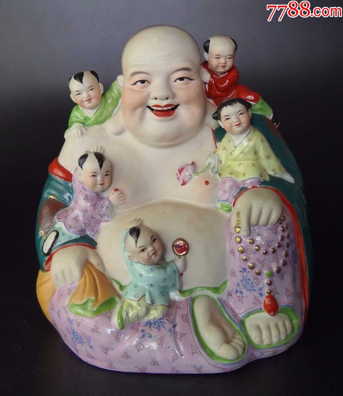 50,60年代(五子登科)弥勒佛瓷雕.景德镇