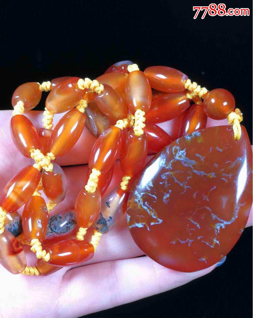 阜新红油水草玛瑙毛衣链吊坠