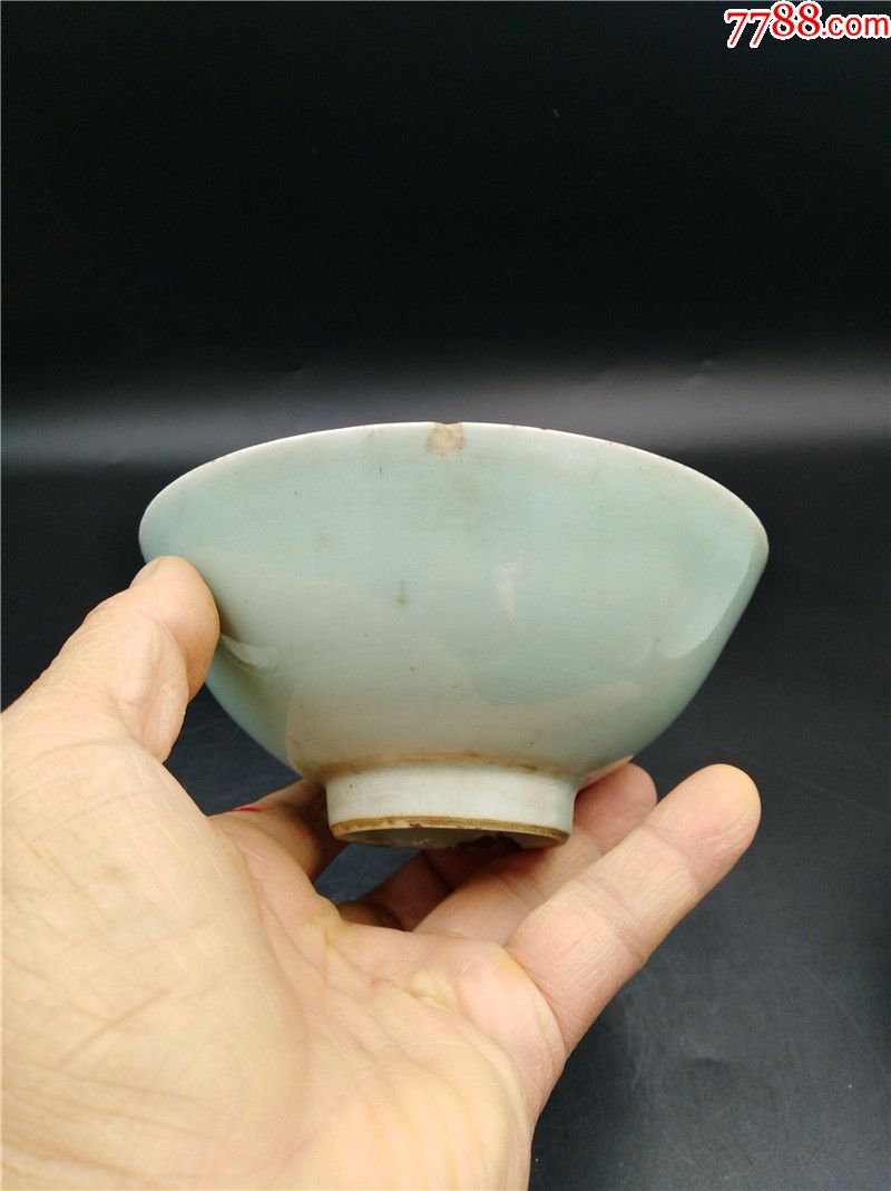 口径136清代豆青釉碗包老瓷器天青釉影青瓷老物件