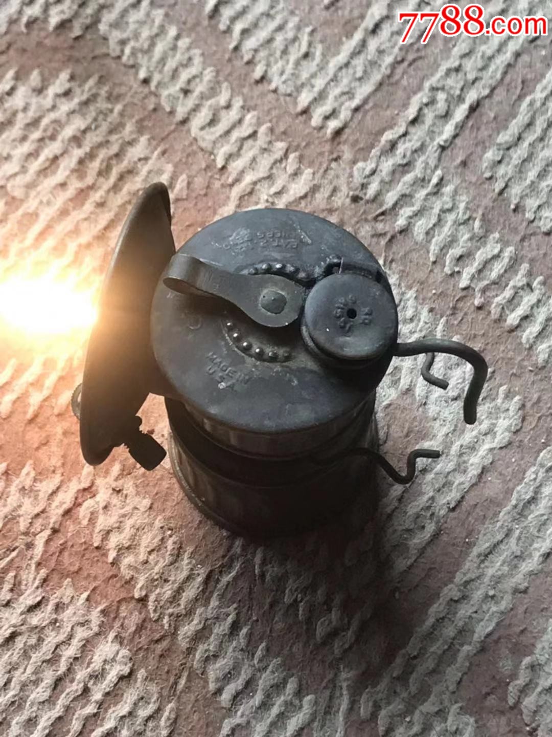 二战时期,嘎石(碳化钙)灯,德国制造,军工产品,保存完整,高10厘米,长7