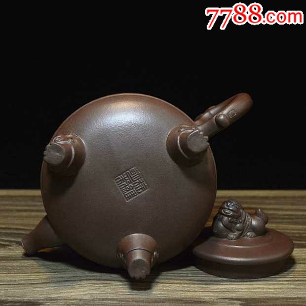 宜兴紫砂壶茶具名家全手工精品原矿优质老紫泥三足龙狮壶
