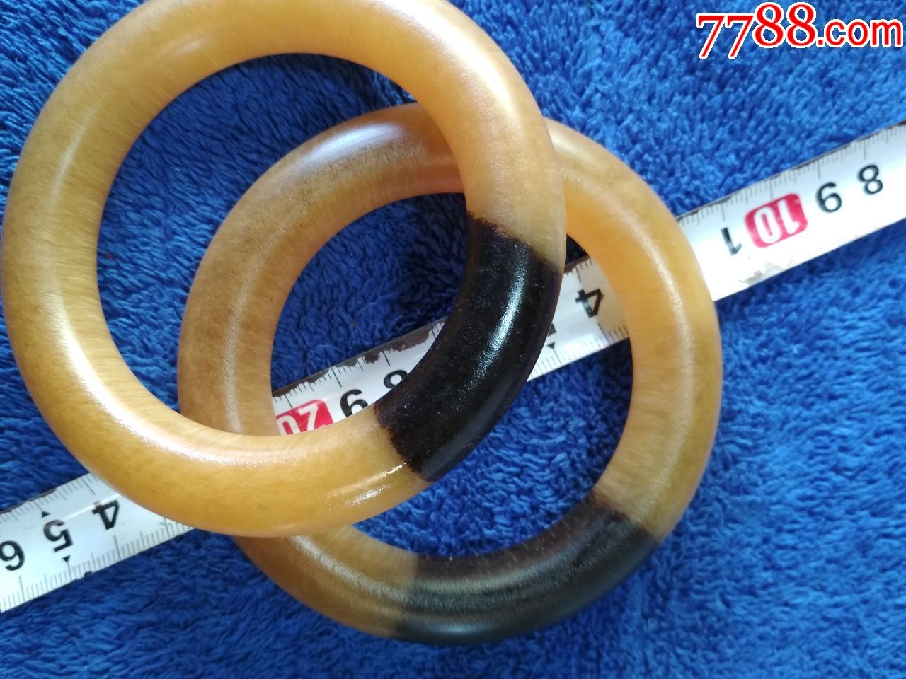 辟邪黑血丝羊角手镯一对