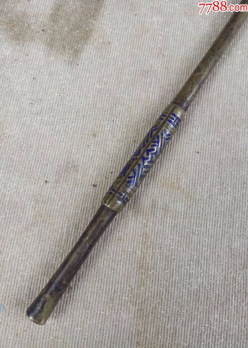 老烟杆老烟袋,白铜刻花大烟袋-烟杆/烟枪/烟锅-7788烟标收藏