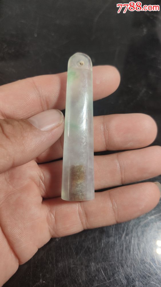 清代翡翠飘花老翎管(一口价)