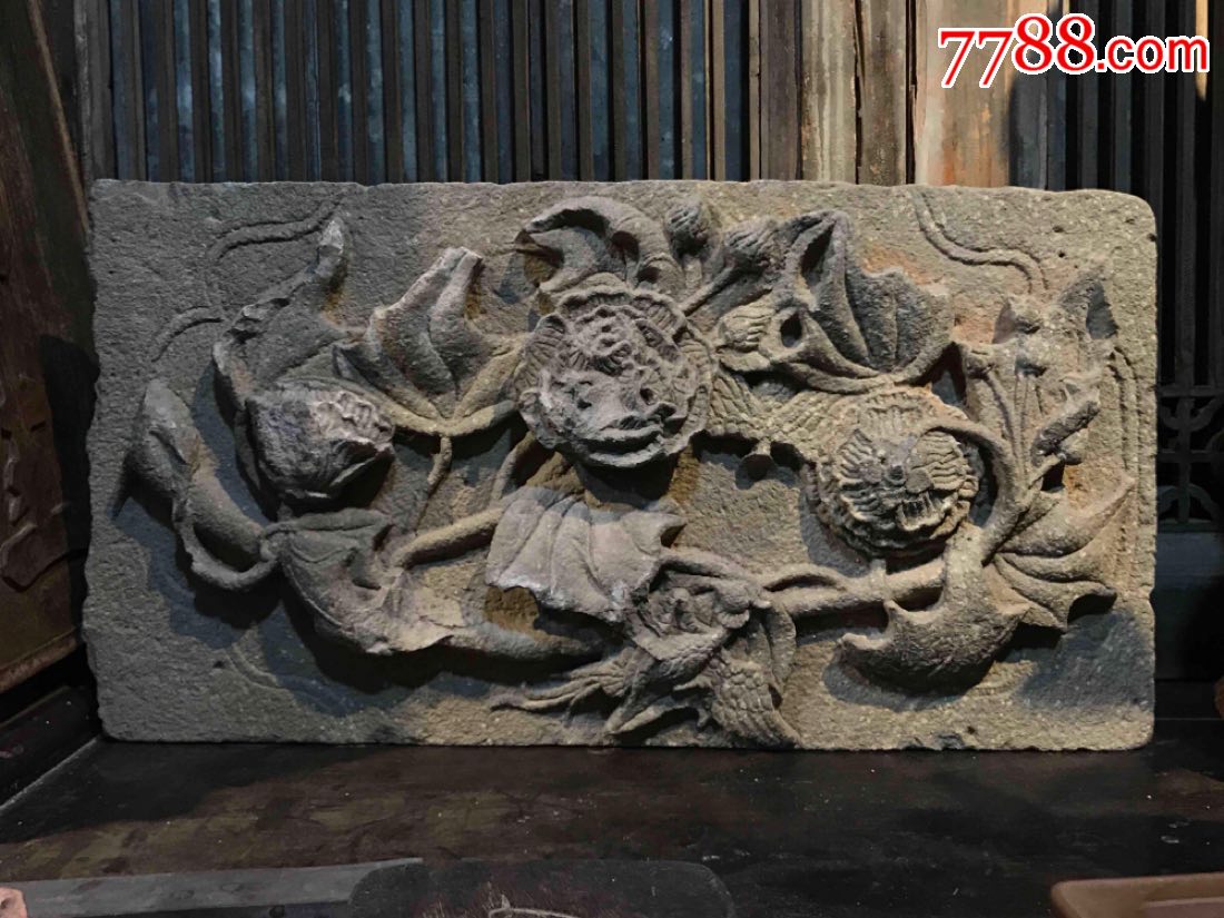 清早期,高浮雕青石雕