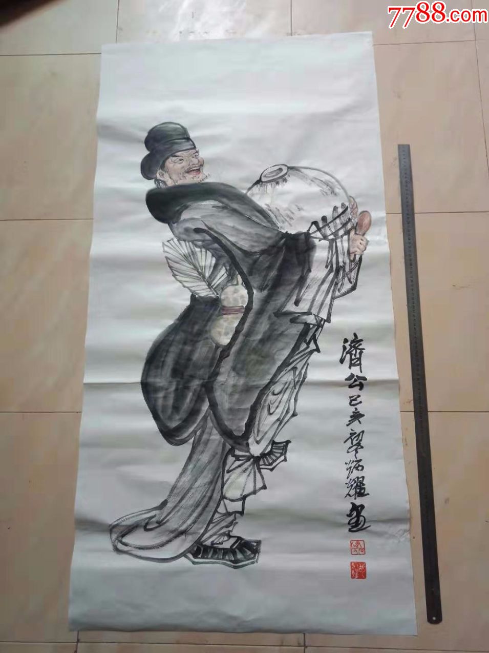 包邮一口价保证纯手工绘画四尺大尺寸人物画国画济公画像