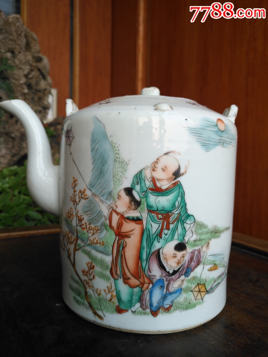 竹里馆诗文人物纹茶壶