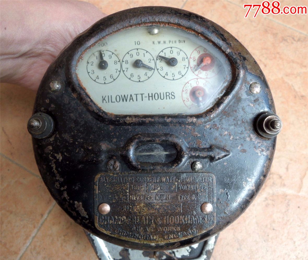度量衡收藏1910-民国云南滇越铁路用英格兰造指针式百年老电表2.4kg