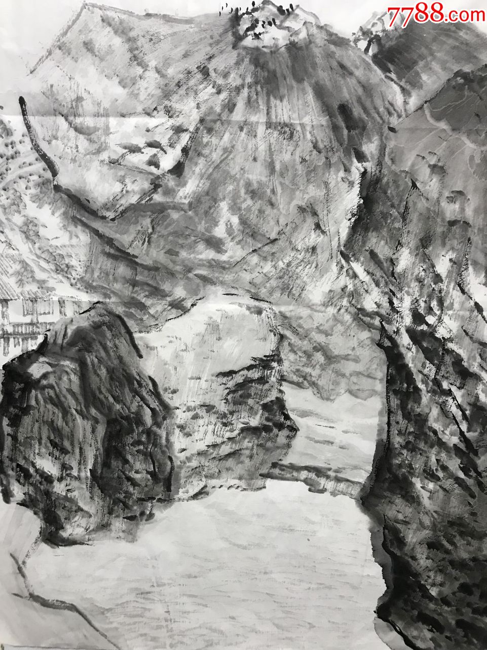 【真迹】杨飞,现为李可染画院青年画院画家4尺整张水墨山水画1《黄山