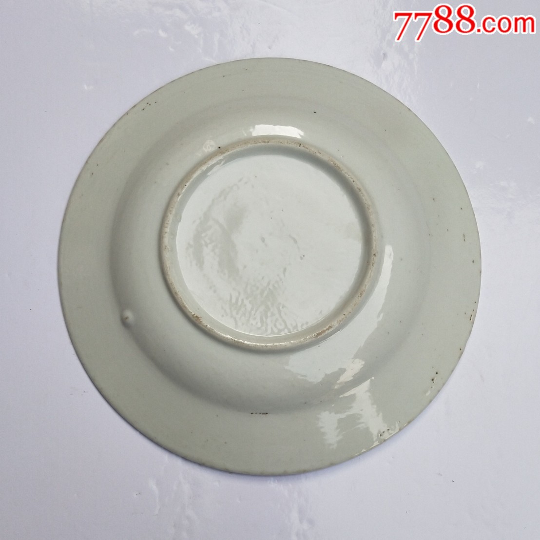 文革末醴陵手工做厚胎釉下五彩白瓷盘子