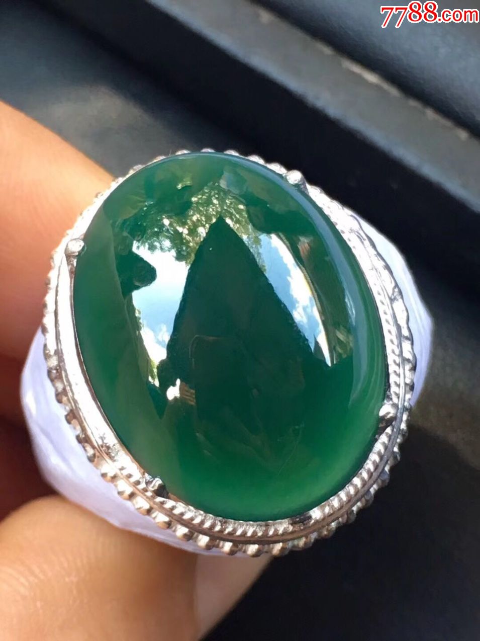 缅甸翡翠冰种蓝水大男戒面尺寸2271756mm