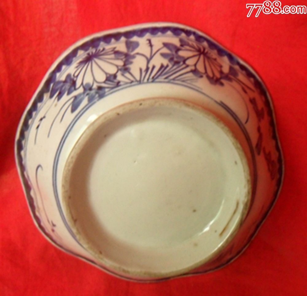 全品民国兰花花口碗