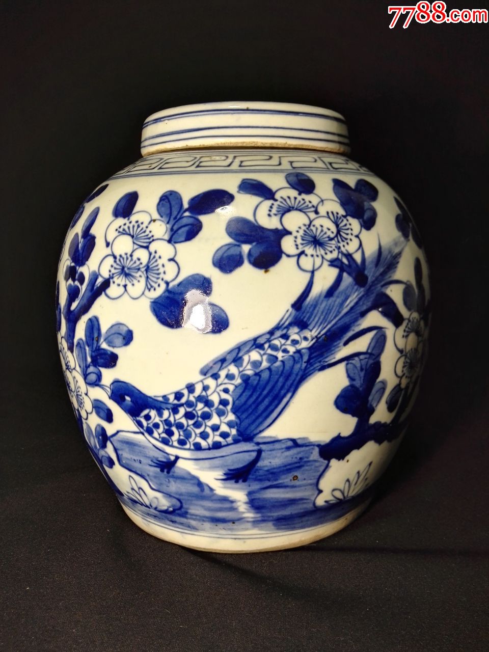 民国青花喜鹊闹梅纹盖罐