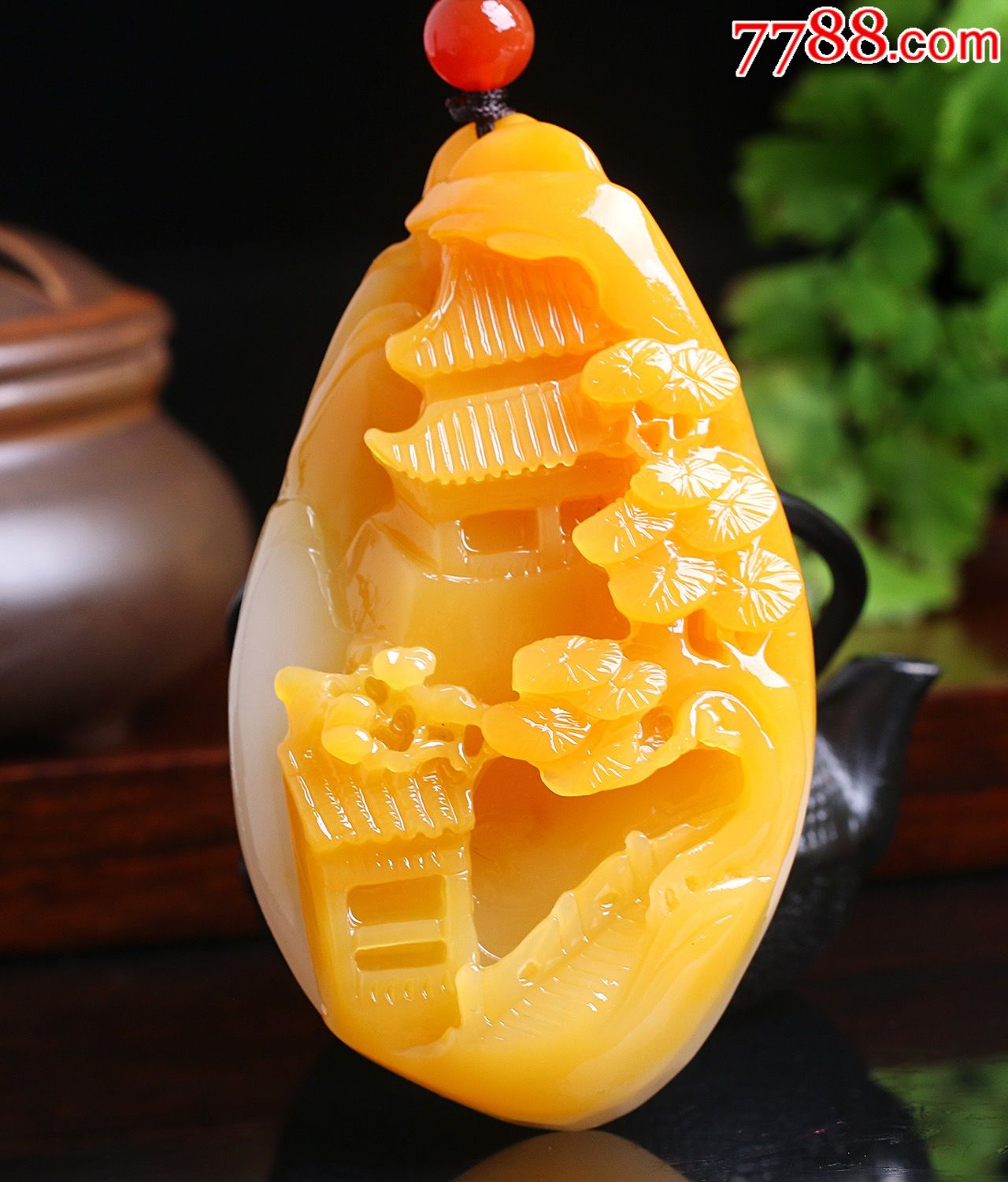 【珍藏品】精品山流水老料天然黄龙玉山水手把件